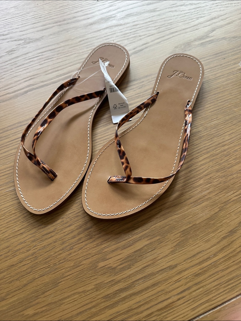 J. Crew Tan Sandal Flip-Flops with Tortoiseshell Straps